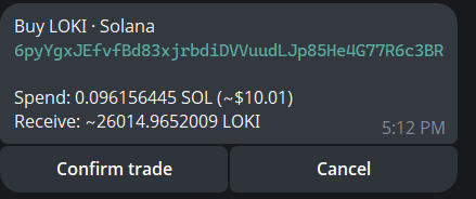 A buy preview before Confirm