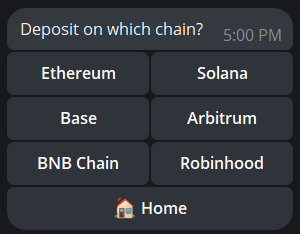 The /deposit chain picker