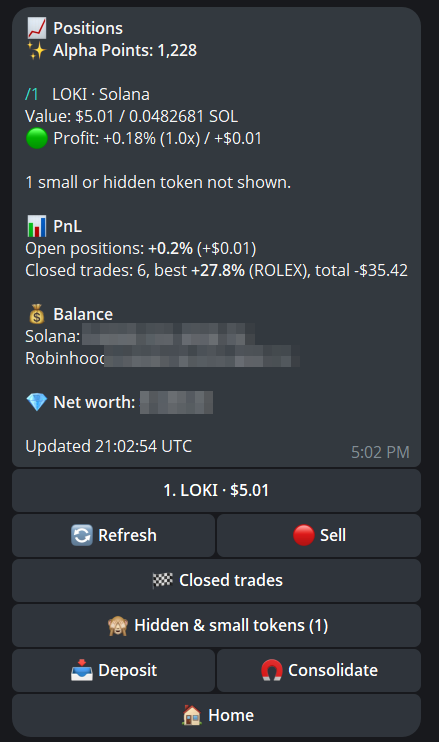 The /portfolio screen